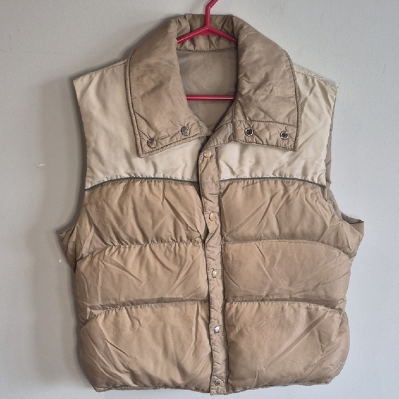 First down Collection Jackets & Blazers - First Down Quilted Puffer Vest in Tan and Beige - Lightweight Sleeveless Layer